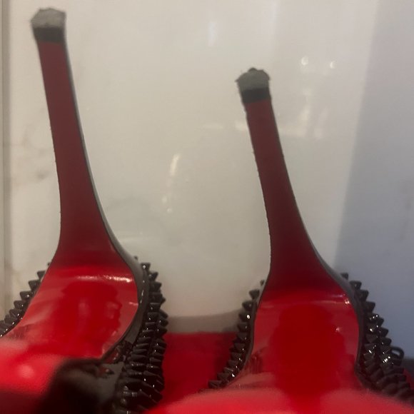 CHRISTIAN LOUBOUTIN, Christian Louboutin Black Lady Peep Spikes Pumps, Size 37.5 - Picture 6 of 7